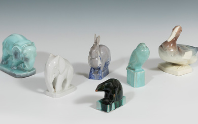 Set of six animals; Spain and France, 20th century.