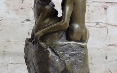 Signed The Kiss by French Sculptor Rodin Bronze Sculpture Erotic Art Deco Figure