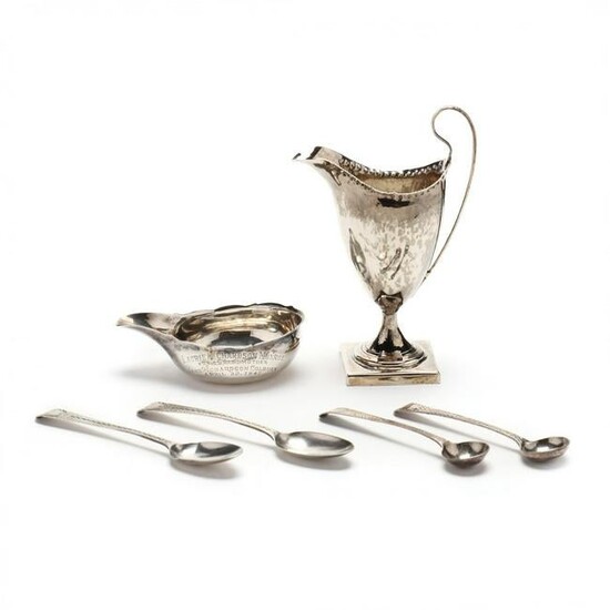 Six Antique English Silver Items