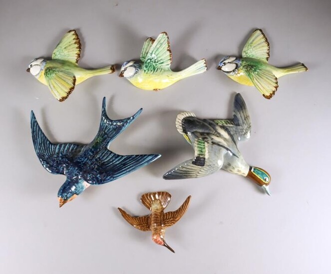 Six Beswick Pottery Bird Wall Plaques - swallow, model...