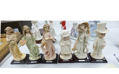 Six Capodimonte G Aramani Child Figures, tallest 20cm(6)