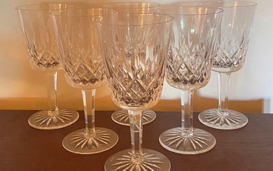 Six Waterford Crystal, Lismore Water Goblets