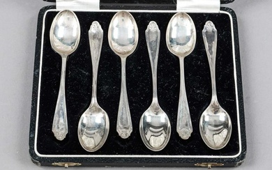 Six mocha spoons, England, 1919, maker's mark Cooper Brothers & Sons Ltd, Sheffield, sterling silver