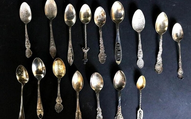 Sixteen Vintage Sterling Souvenir Spoons