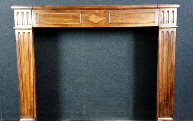 Solid walnut fireplace - Louis XVI Style - Walnut - Mid 19th century