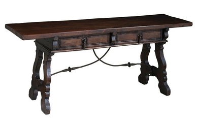 Spanish-Style Oak and Walnut Low Table