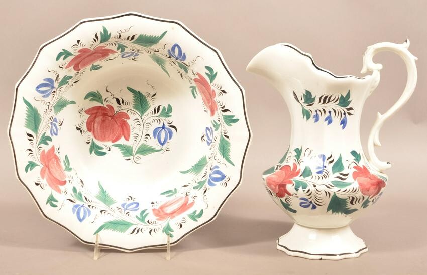 Staffordshire China Pitcher and Bowl Set.