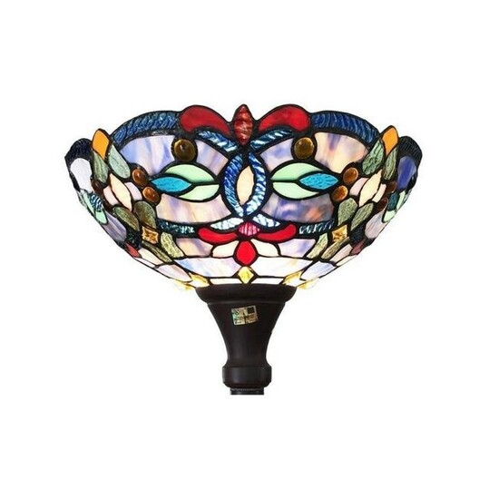 Stained Art Glass Torchiere Floor Lamp