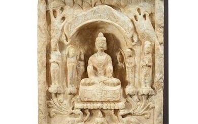 Stele with Buddha, Bodhisattva and monks