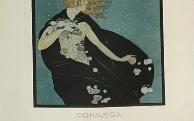 Sylvain SAUVAGE (1888-1948) Primavera, 1920 Gravure en couleurs rehaussée, éditée par Jean Dêche, imprimée par...