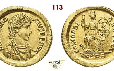 TEODOSIO I (379-395) Solido (388-392) Costantinopoli D/ Busto diademato e...
