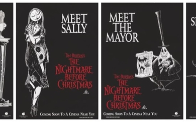 THE NIGHTMARE BEFORE CHRISTMAS (1993) SET OF 4 ADVANCE POSTERS, AUSTRALIAN, SIGNED BY TIM BURTON