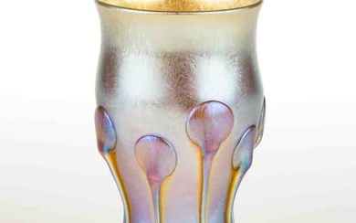 TIFFANY STUDIOS LILY PAD GOLDEN IRIDESCENT ART GLASS TUMBLER