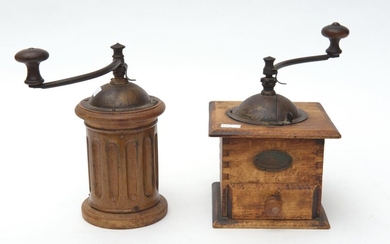 TWO ANTIQUE FRENCH COFFEE GRINDERS