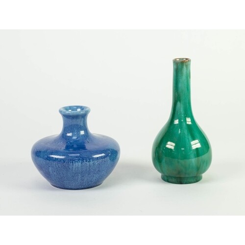 TWO PILKINGTONS OPALESCENT GLAZED POTTERY VASES, one of comp...
