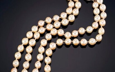 TWO STRANDS OF CULTURED PEARLS NECKLACE WITH 18K YELLOW GOLD CLASP Price: 175,00 Euros. (29.118 Ptas.)