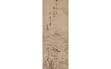Takarai Kikaku (1661–1707) A Japanese painting of landscape, ink and colour on...
