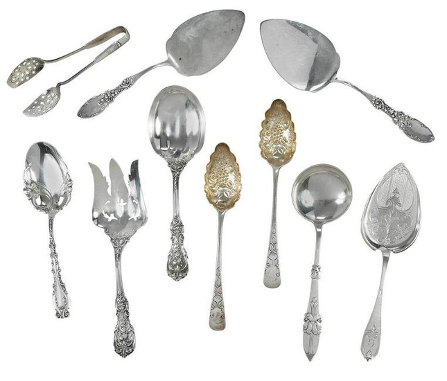 Ten Assorted Silver Serving Pieces Including Tiffany