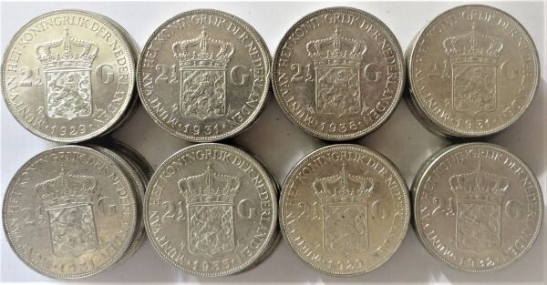 The Netherlands - 2½ Gulden 1929/1939 Wilhelmina (40 stuks) - Silver