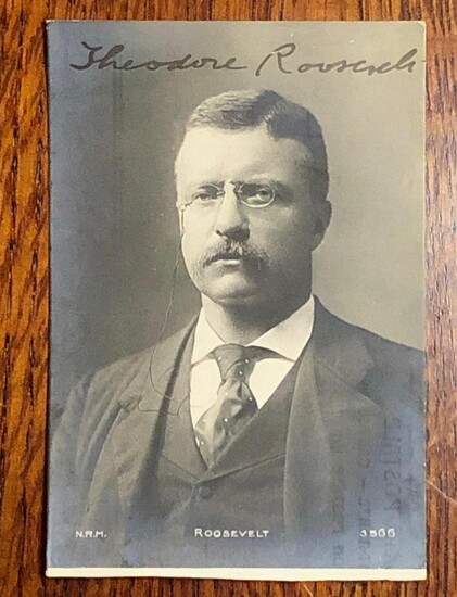 Theodore Roosevelt Signed Silver Print Photograph Portrait.