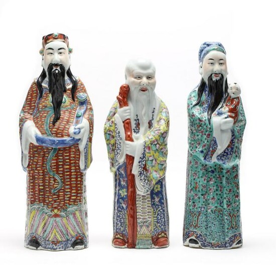 Three Chinese Export Porcelain Sanxing Figures