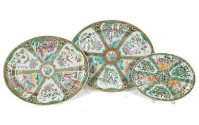 Three Graduated Rose Medallion Oval Platters