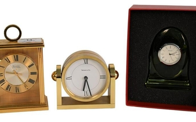 Three Piece Lot of Desk Clocks, to include a round