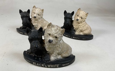 Three plastic Black & White Whisky West Highland/Scottie dog advertising...