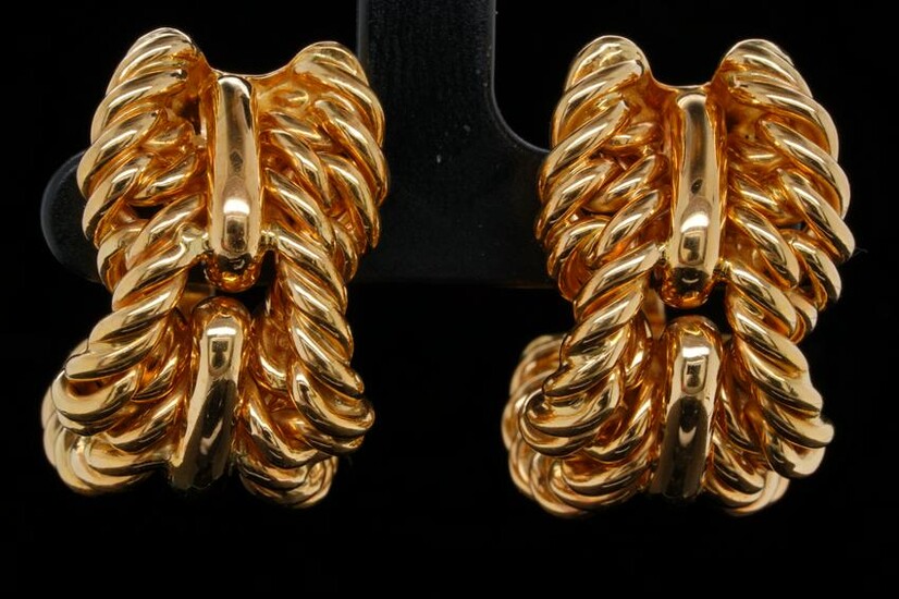 Tiffany & Co. 18K Yellow Gold 1.25" Ear Clips