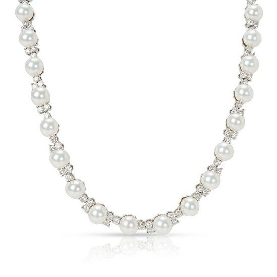 Tiffany & Co. Aria Diamond & Akoya Pearl Necklace in
