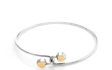 Tiffany & Co. Hook Bangle Sterling Silver & 18k Yellow Gold Hearts