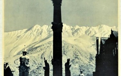 Travel Poster Innsbruck Tyrol Austria Skiing