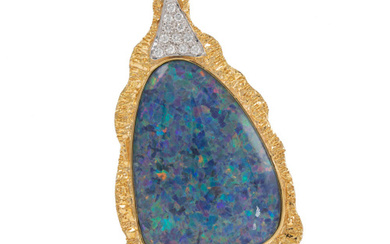 Triplet Opal & Diamond Pendant 18ct gold