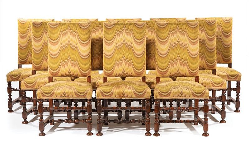 Twelve Continental Walnut Side Chairs