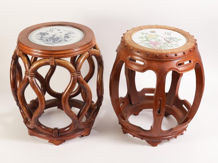 Two Chinese Porcelain Inset Barrel Stools, 20th Century FD7A
