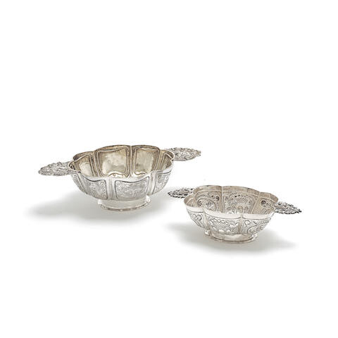 Two Dutch silver brandy bowls