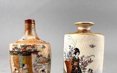 Two Japanese Satsuma Cabinet Vases