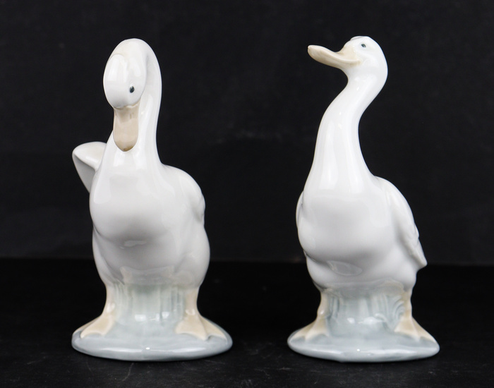Two Nao by Lladro (Spain) porcelain duck figurines, comprising 'Little...