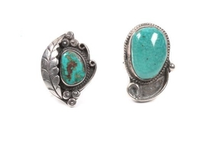Two Southwestern Silver and Turquoise Rings