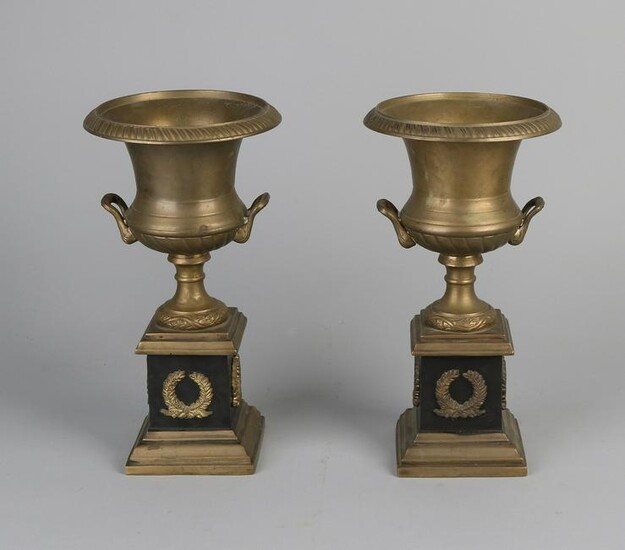 Two large bronze Empire-style crater vases. 20th
