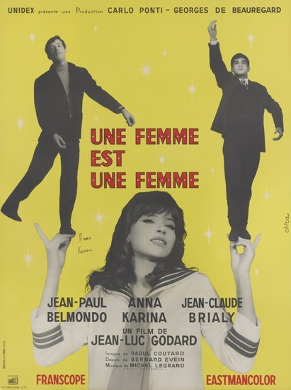 UNE FEMME EST UNE FEMME / A WOMAN IS A WOMAN (1961) POSTER, FRENCH, SIGNED BY ANNA KARINA