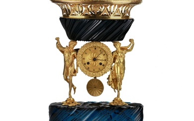 Unique mantel clock, made of glass and bronze. Royal Russia....
