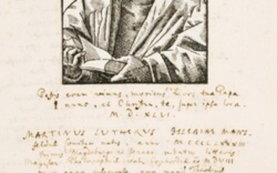 Unknown artist, Portrait of Martin Luther with handwritten biography, c. 1600, Woodcut
