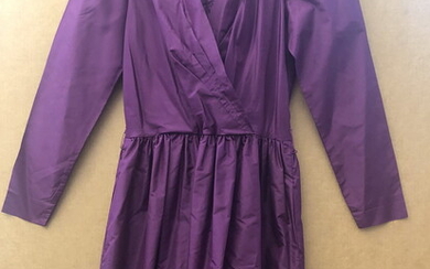 VINTAGE PURPLE SILK COCKTAIL DRESS WITH LONG SLEEVES, Label: Dorothy...