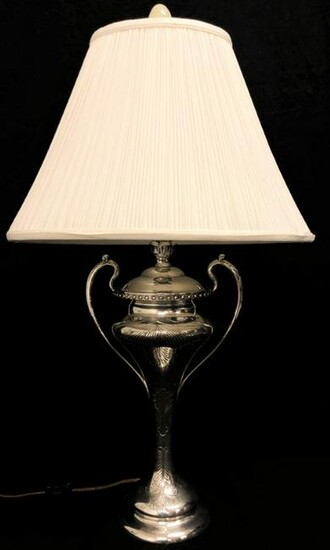 VINTAGE TROPHY STYLE SILVER PLATED TABLE LAMP