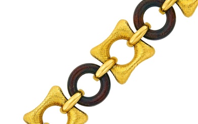 Van Cleef & Arpels Gold and Wood Link Bracelet, France