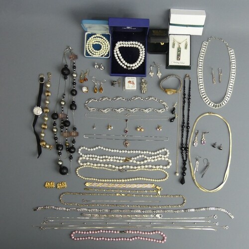 Various silver and other jewellery, including a boxed Swarov...