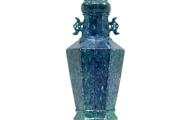 Vase chinois en porcelaine marquée avec un glaçage bleu/grand - hauteur : 27 cm |Vase...