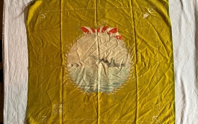 Very Rare and Unique WW2 banner of Warship Battleship “Ise” of Imperial Japan navy ww2 in silk - Banner
