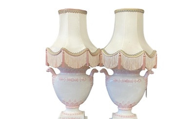 Very Unusual Pair of Table Lamps & Shades Including Shade 6...